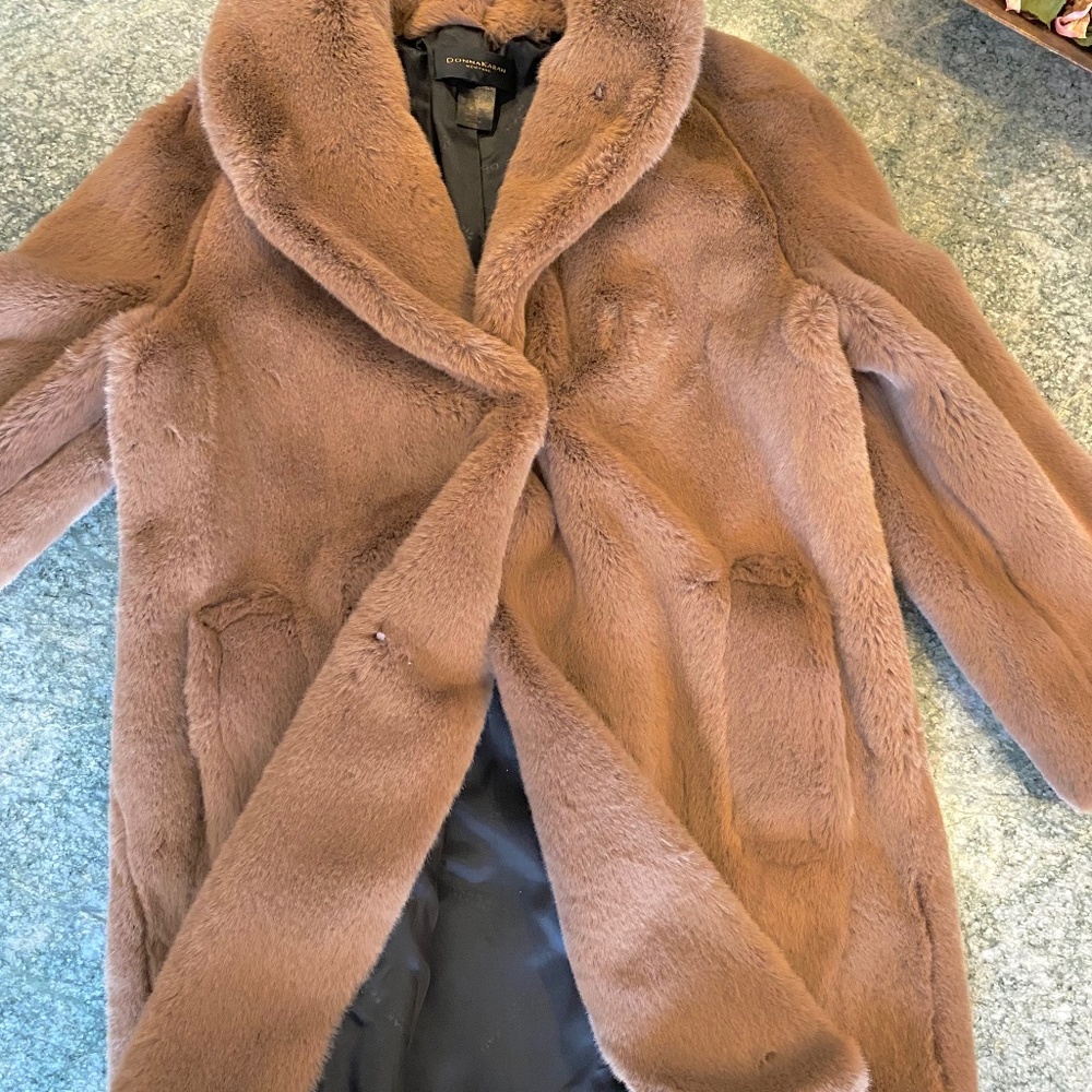 Donna Karan faux fur coat